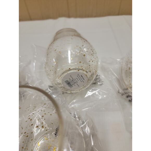 Set of 4 Stemless Wine Glass Tumbler Clear Plastic Gold Speckle - Picture 3 of 6
